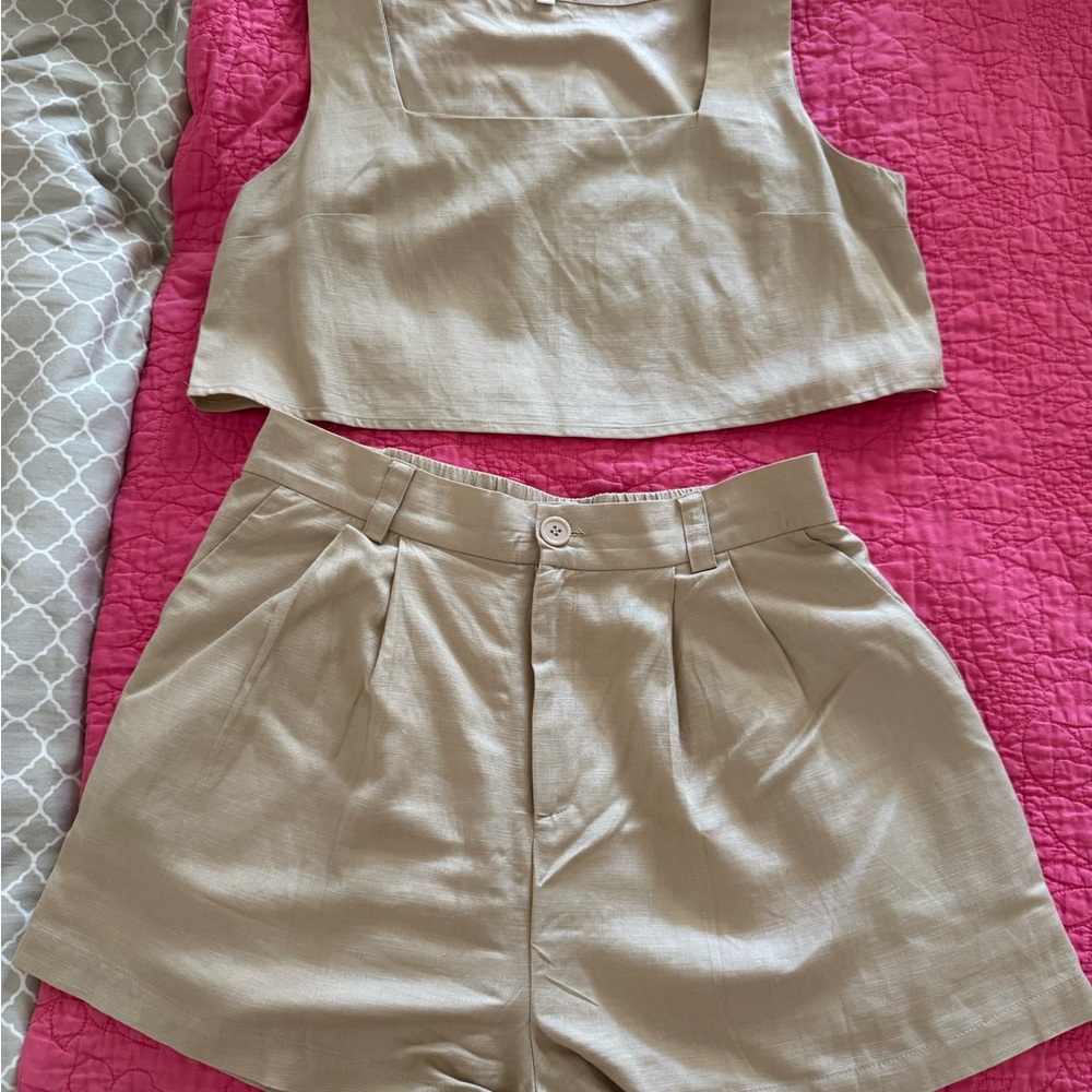 High Waist Tan set